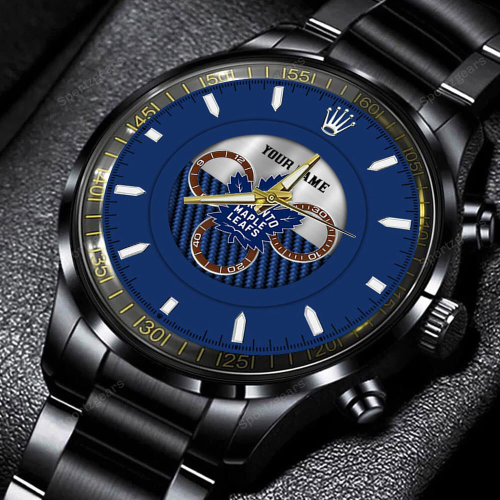 toronto maple leafs nhl black stainless steel hand watch custom name yyakj