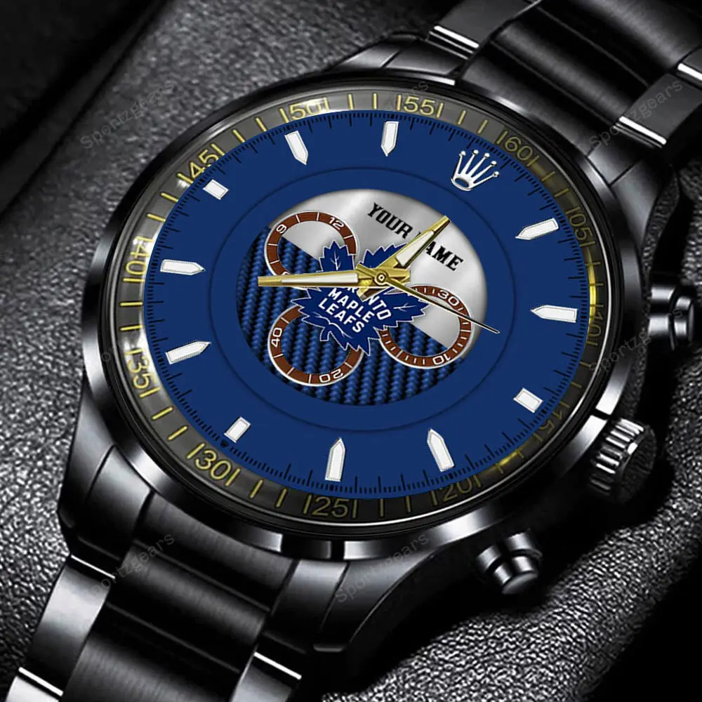 toronto maple leafs nhl black stainless steel hand watch custom name yyakj