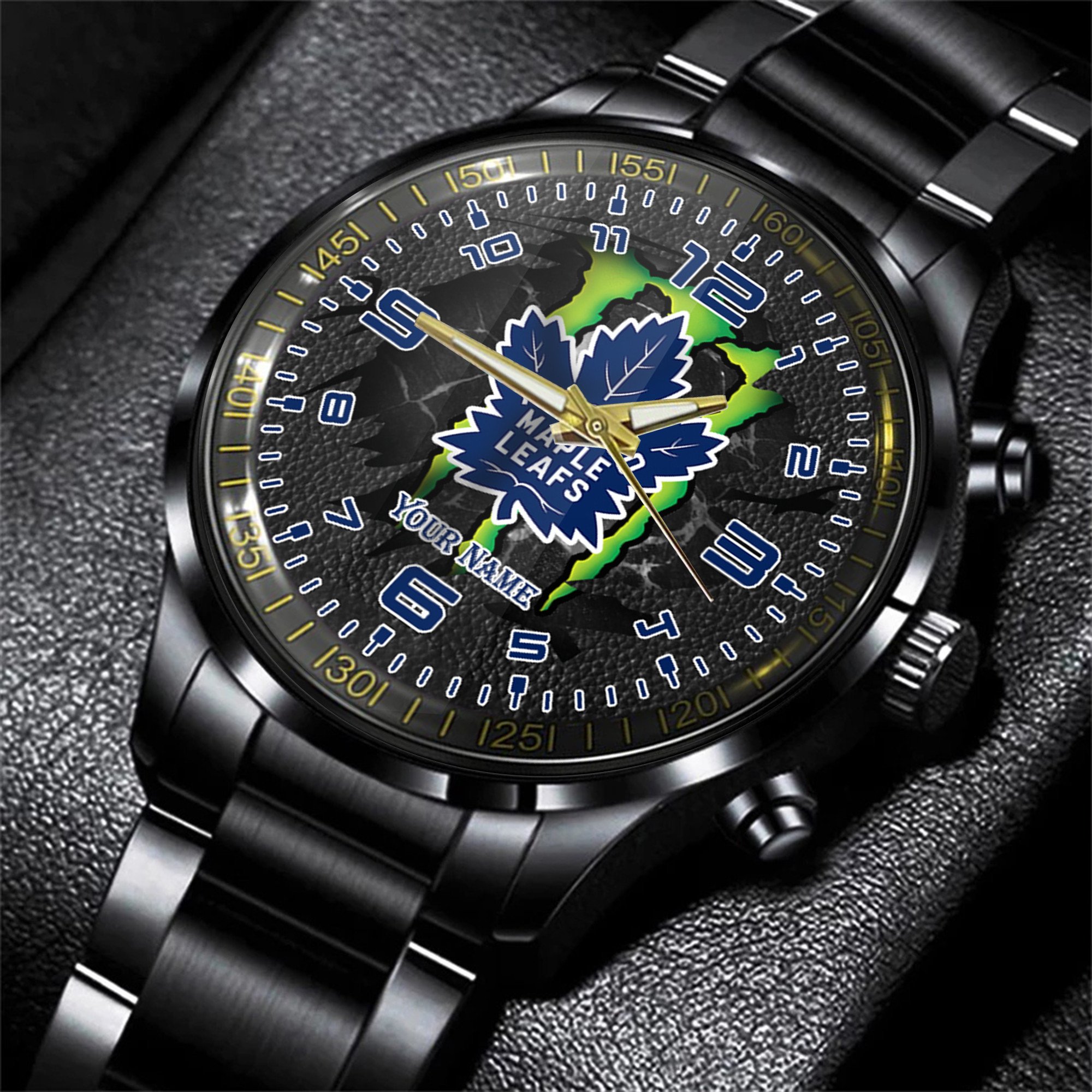 toronto maple leafs nhl personalized 3d black men hand watch gift for fans krsiz