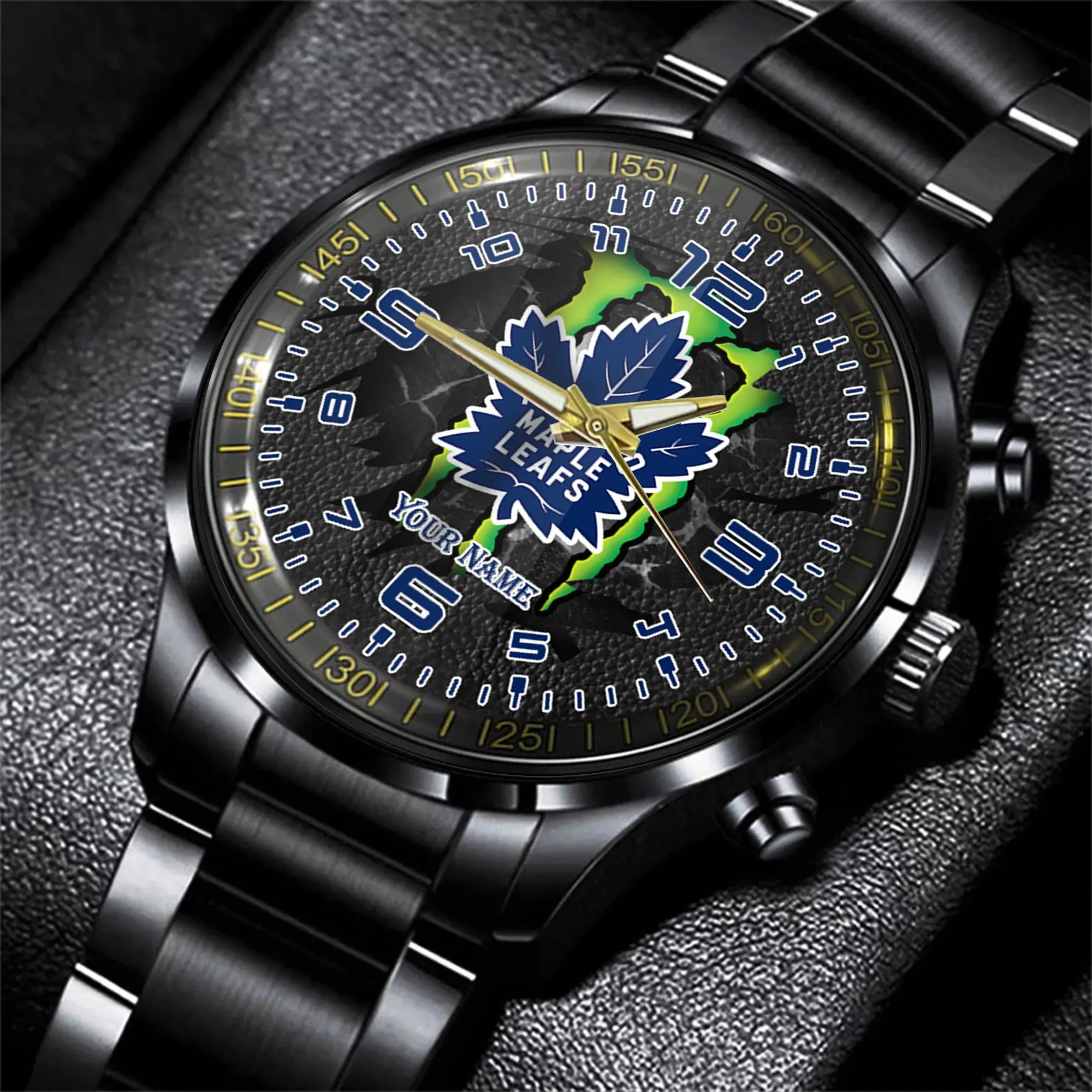 toronto maple leafs nhl personalized 3d black men hand watch gift for fans krsiz