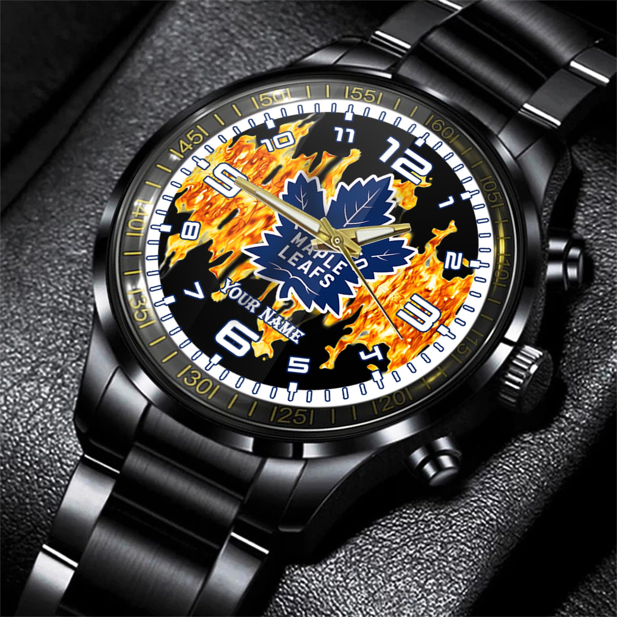 toronto maple leafs nhl personalized 3d black watch gift for fans byc9d