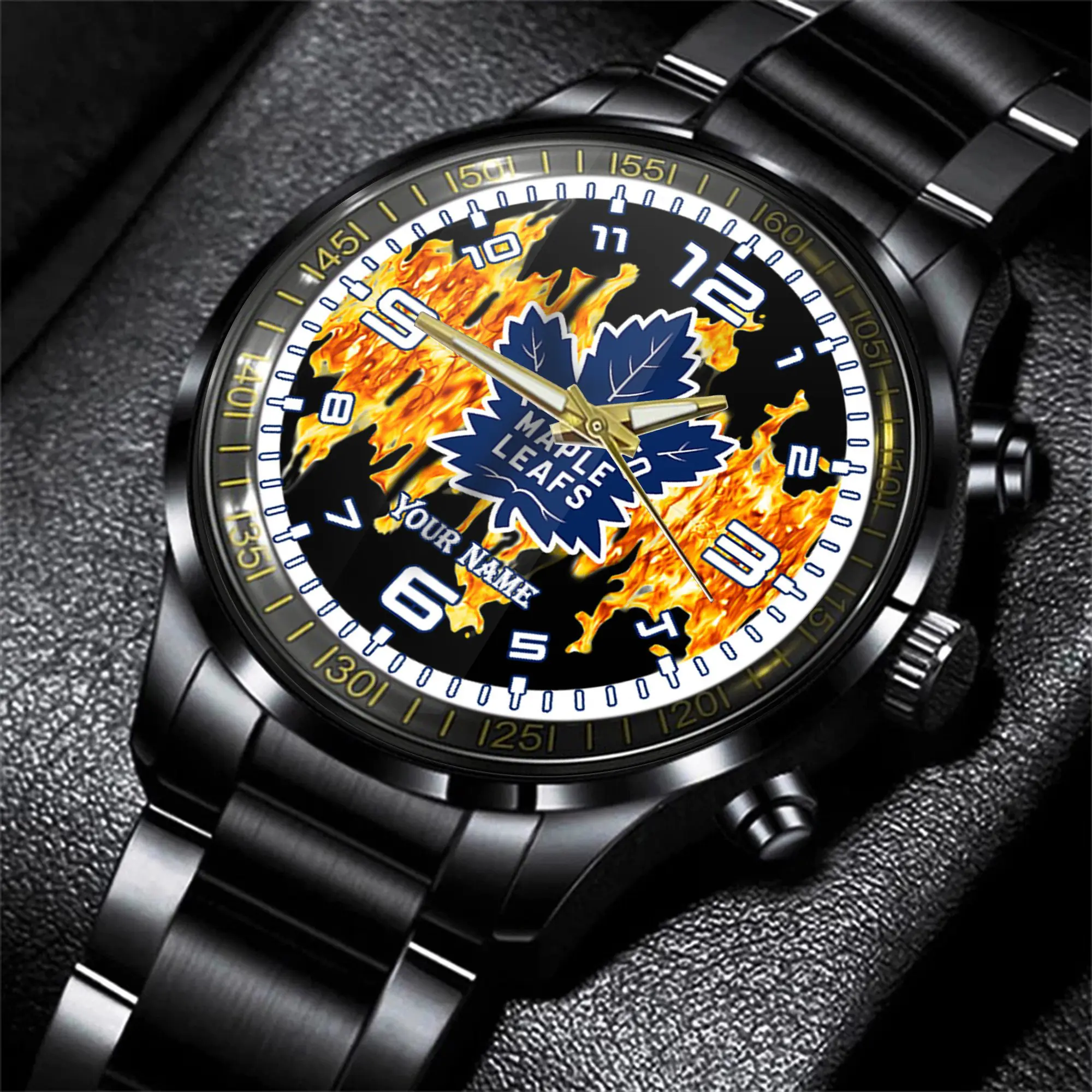 toronto maple leafs nhl personalized 3d black watch gift for fans byc9d