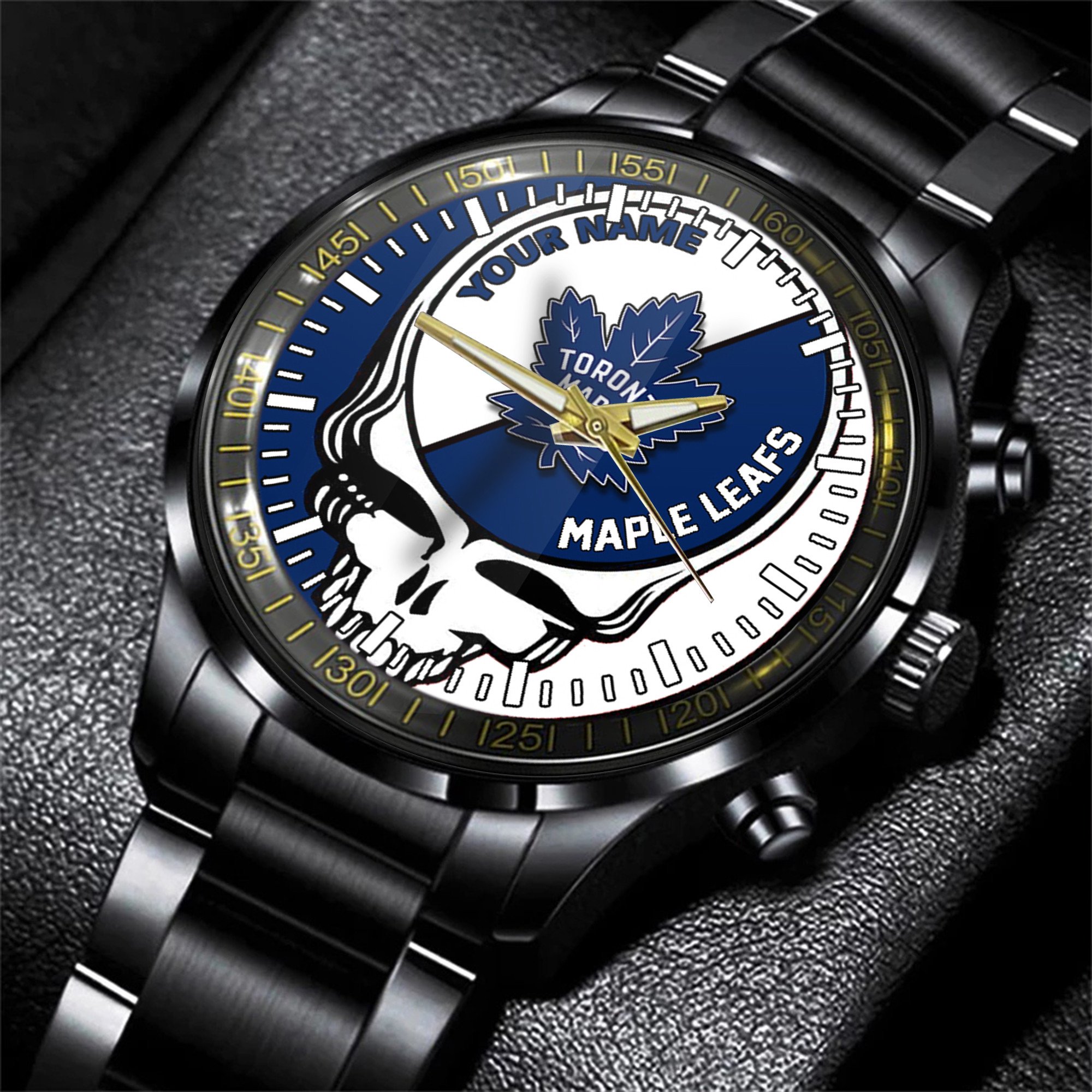 toronto maple leafs nhl skull personalized hand watch gift for fans fmpfo