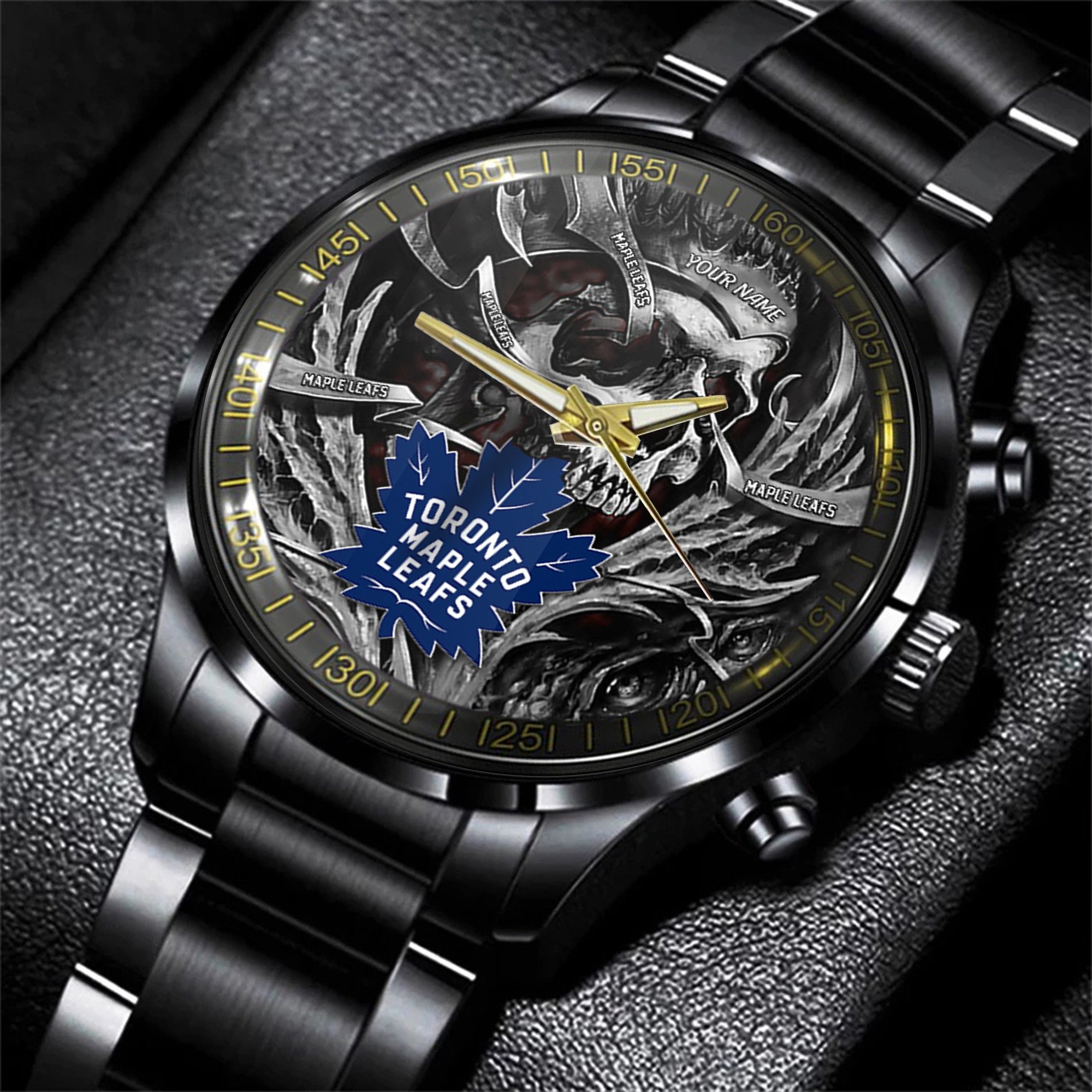 toronto maple leafs nhl skull personalized hand watch gift for fans qyfgw