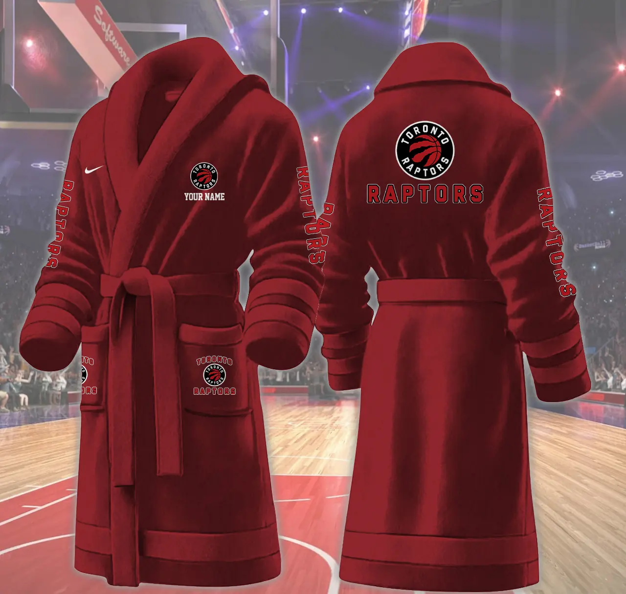 toronto raptors nba personalized fleece bathrobe psuad