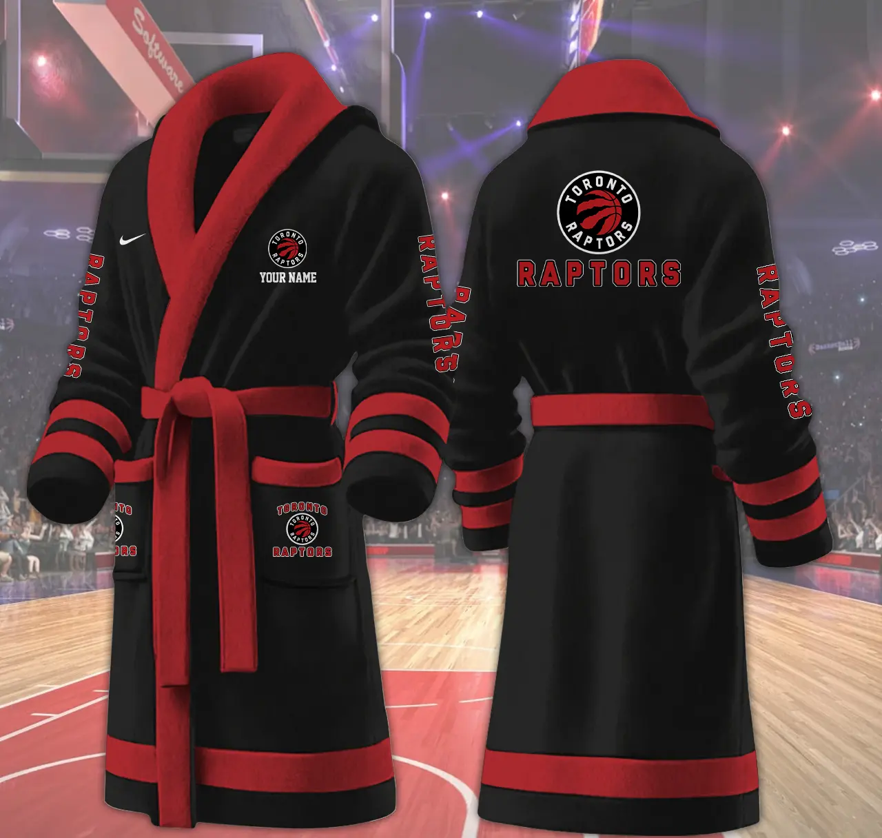 toronto raptors nba personalized fleece bathrobe ux269