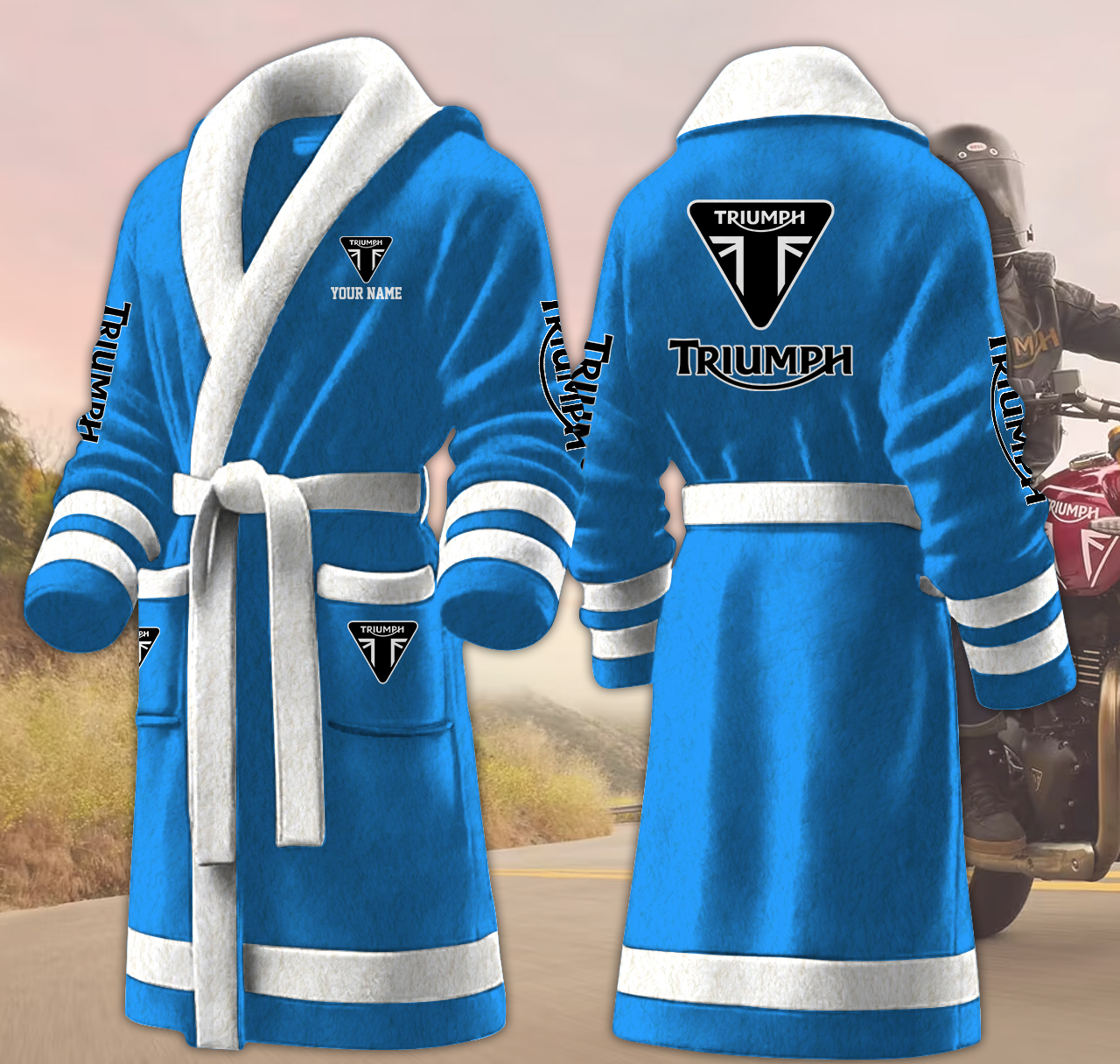 triumph motocycles personalized fleece bathrobe lne1z