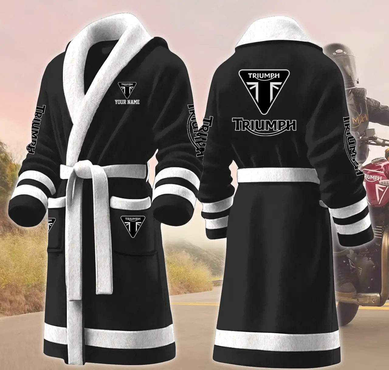 triumph motocycles personalized fleece bathrobe ynpph