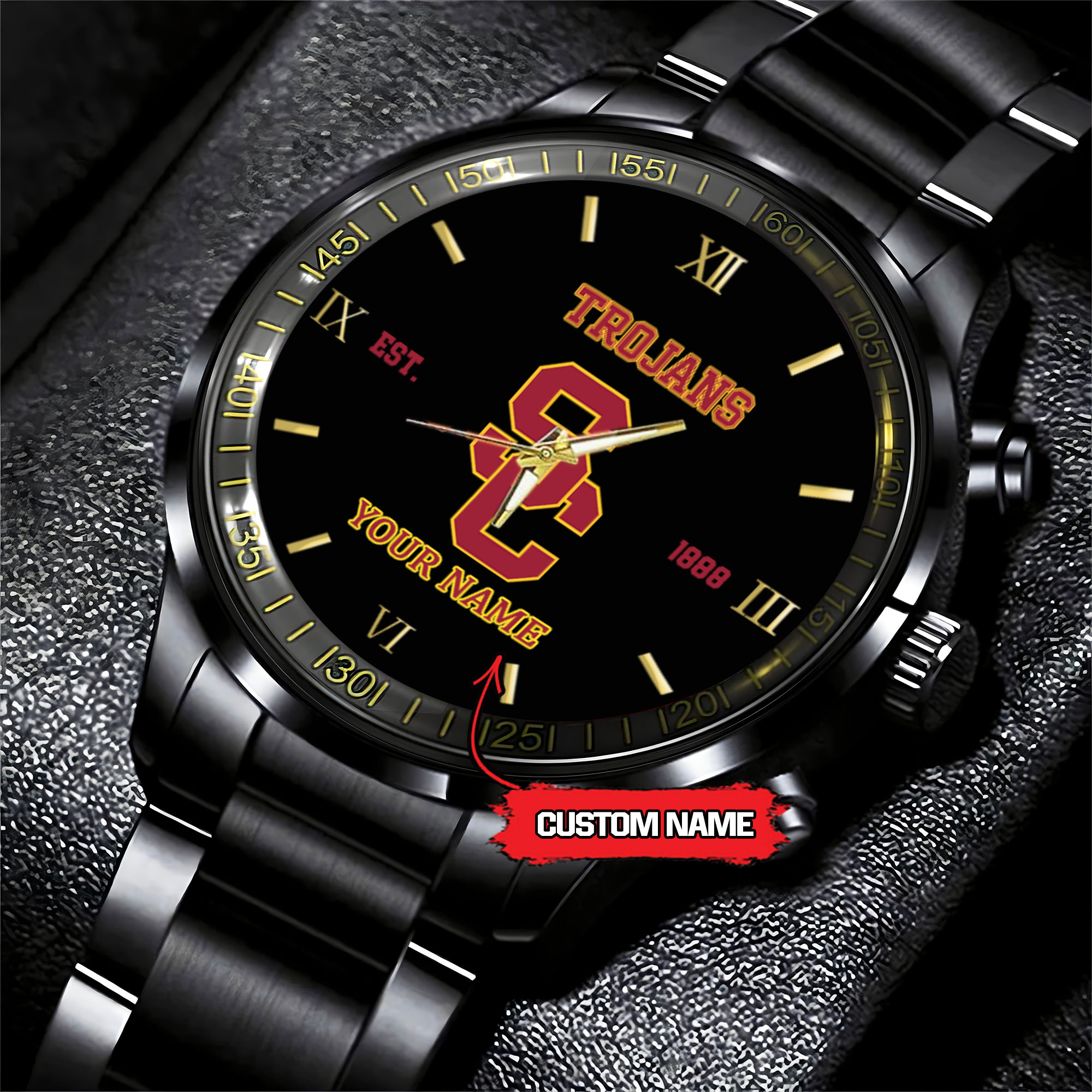 usc trojans ncaa personalized black hand watch for fans gfpg1