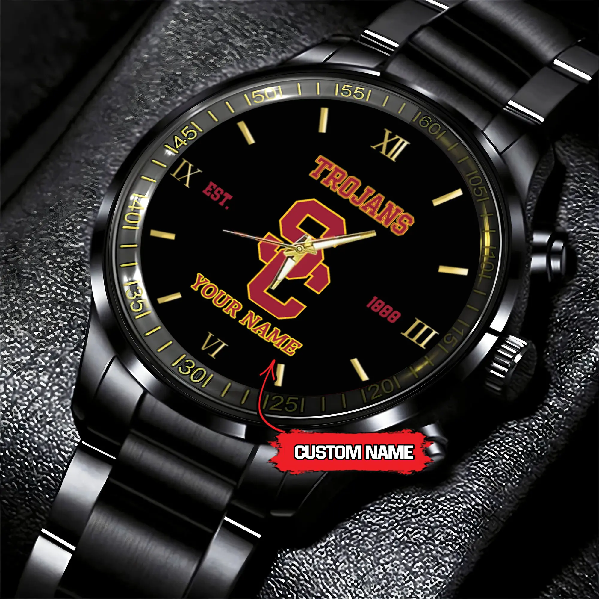 usc trojans ncaa personalized black hand watch for fans gfpg1