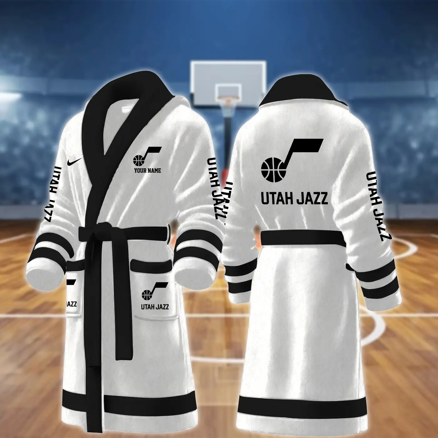utah jazz nba personalized fleece bathrobe vvduq