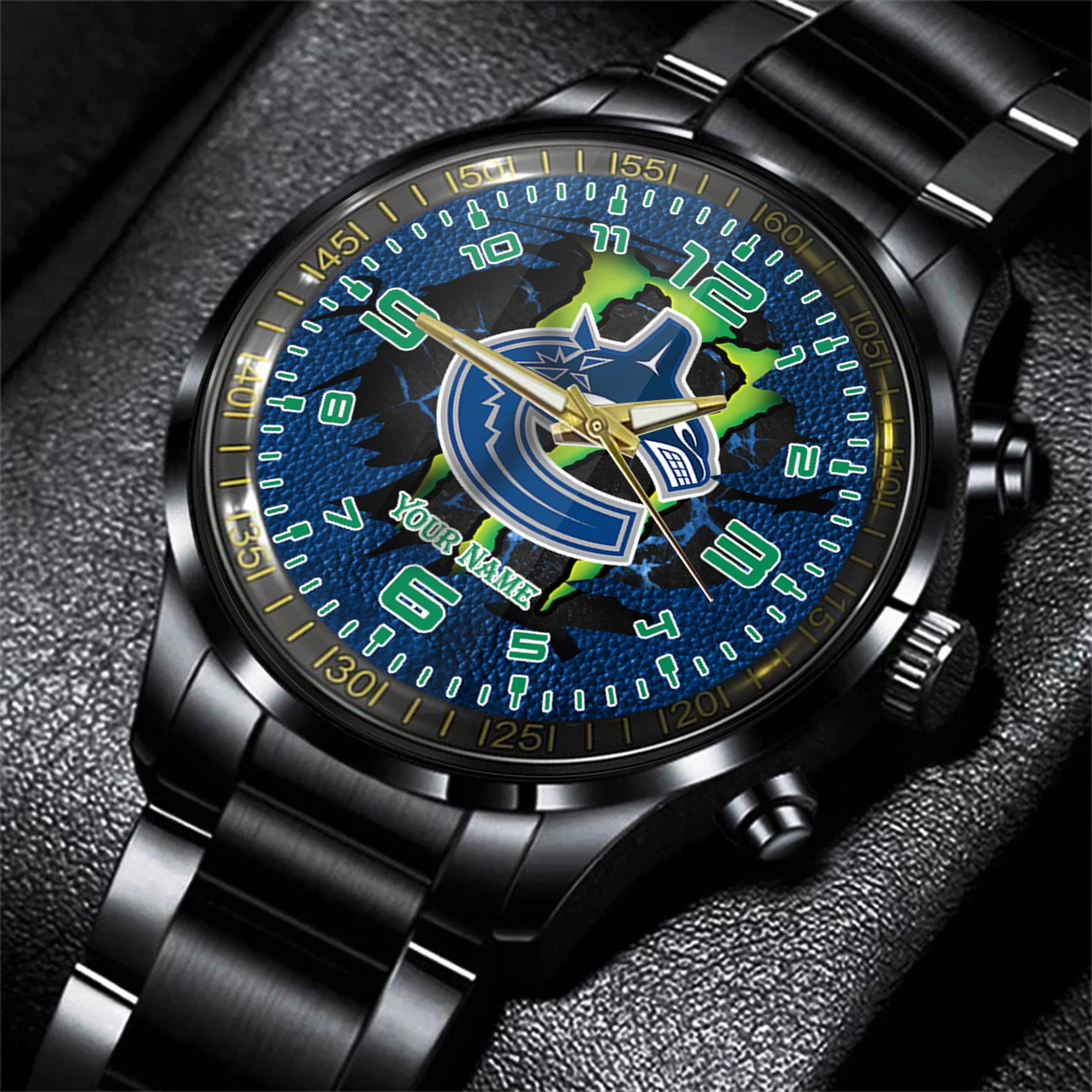 vancouver canucks nhl personalized 3d black men hand watch gift for fans nrmry