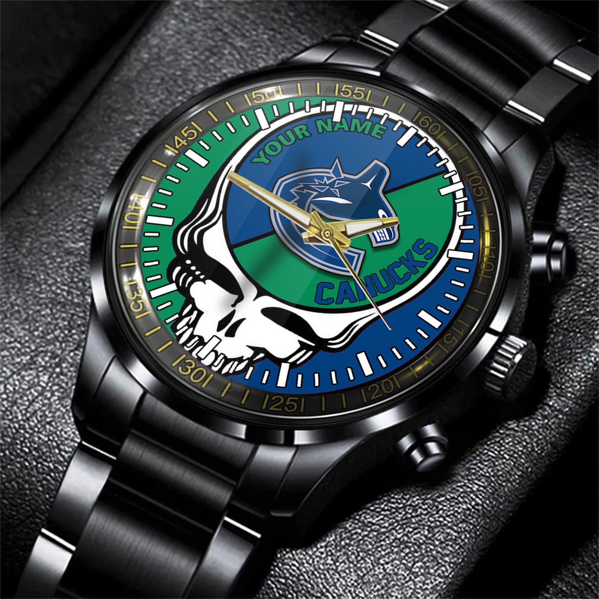 vancouver canucks nhl skull personalized hand watch gift for fans ldos0