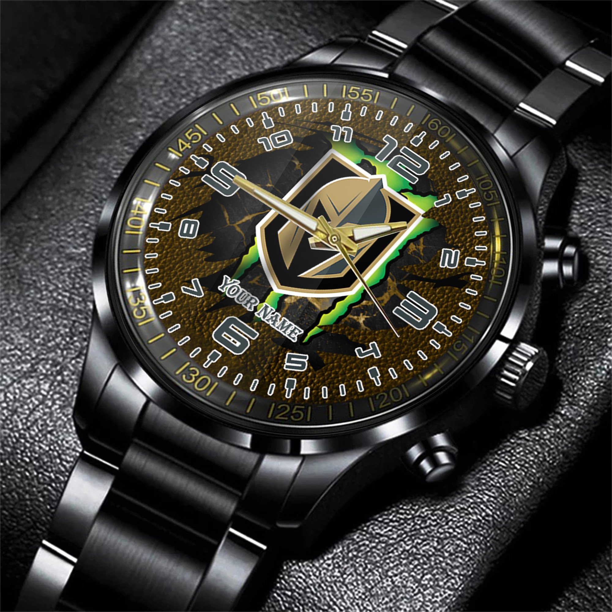 vegas golden knights nhl personalized 3d black men hand watch gift for fans xxxef