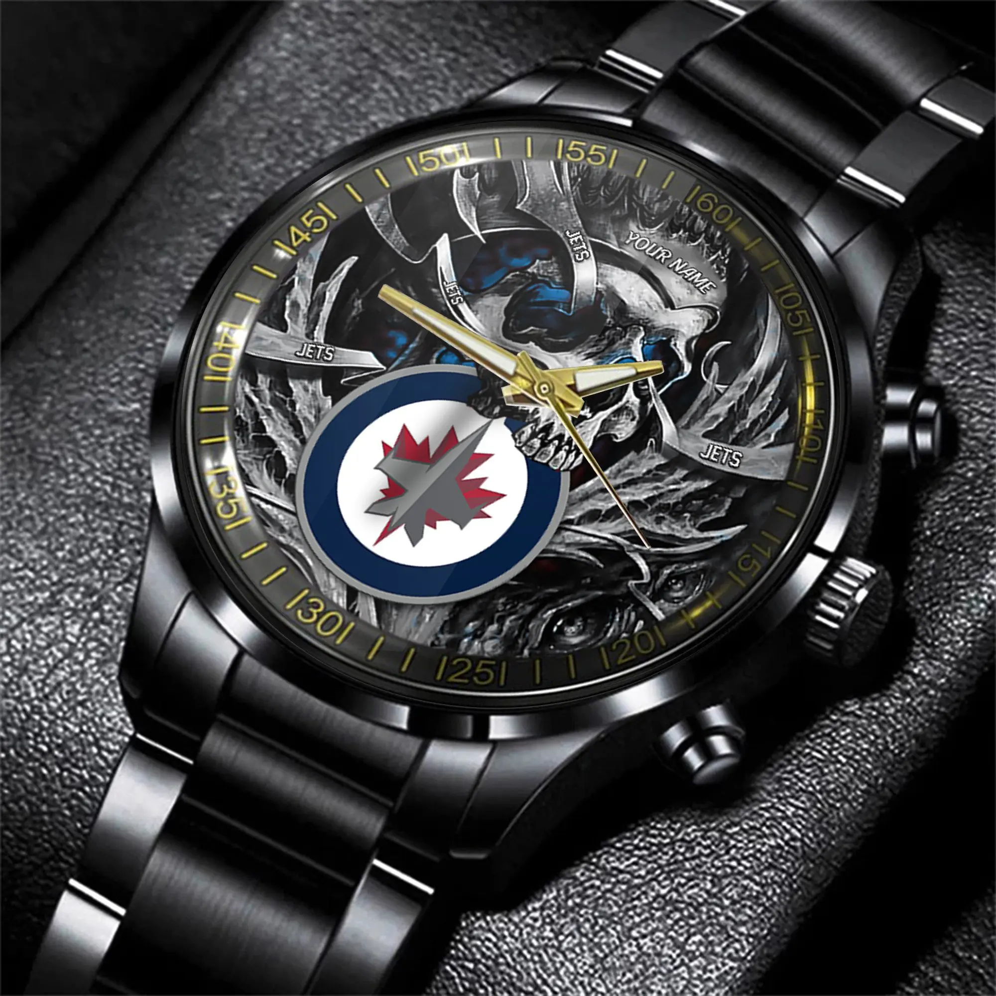 winnipeg jets nhl skull personalized hand watch gift for fans vn2zv