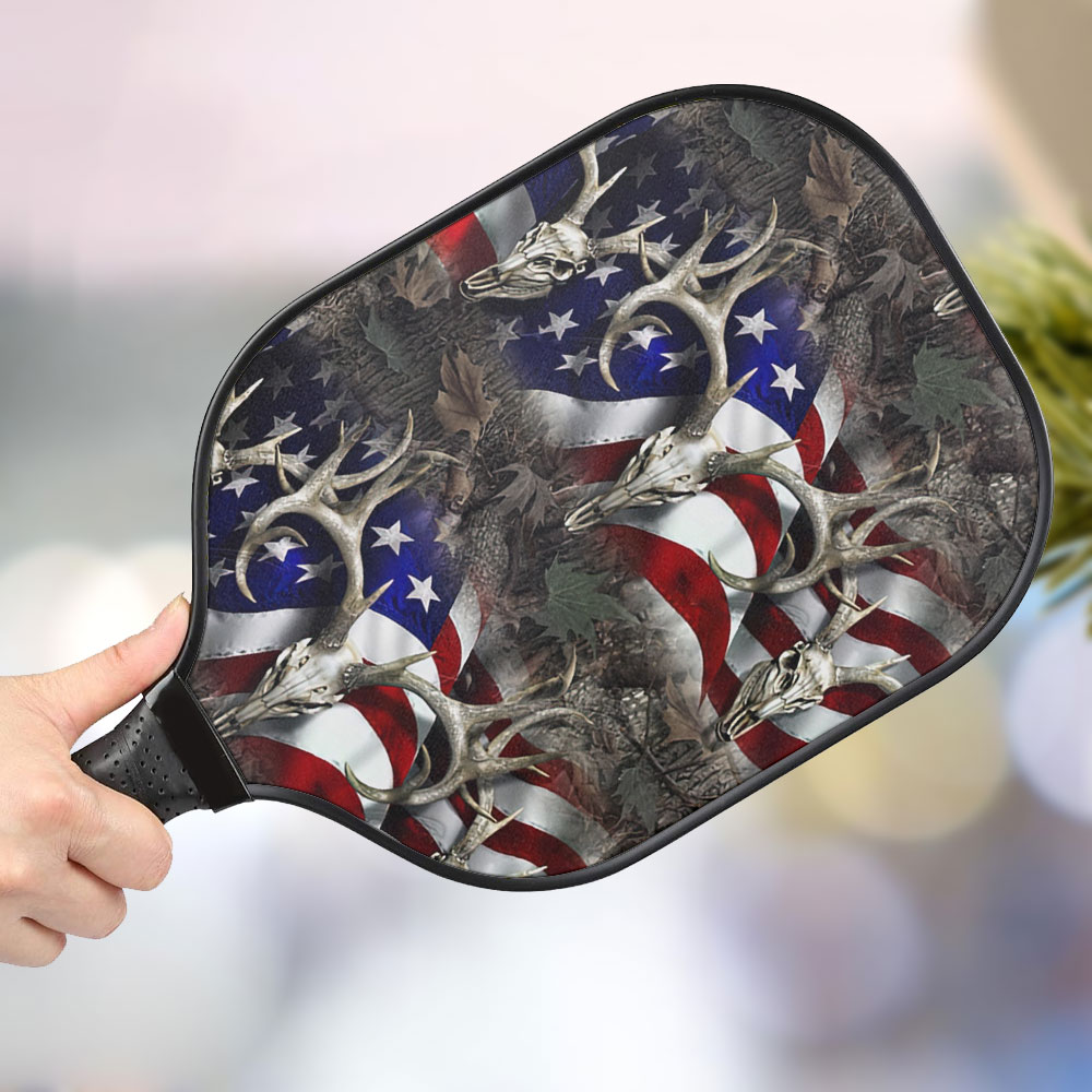 jwdazzle deer skull and flag personalized pickleball paddle tm9zu
