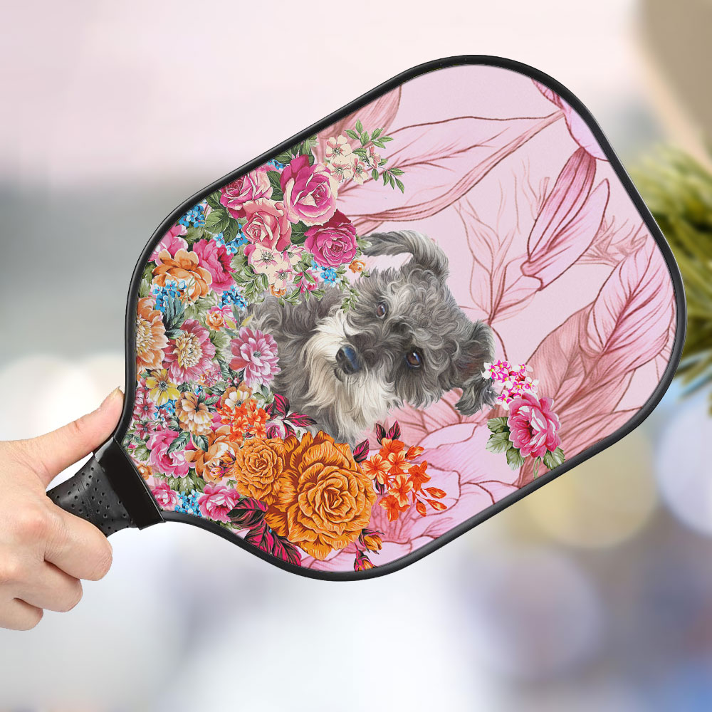 jwdazzle flower puppy personalized pickleball paddle bl487