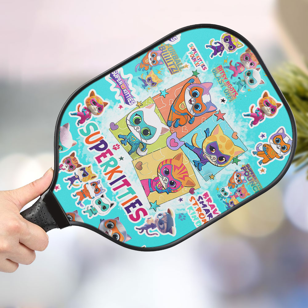 jwdazzle superkitties personalized pickleball paddle i8of3