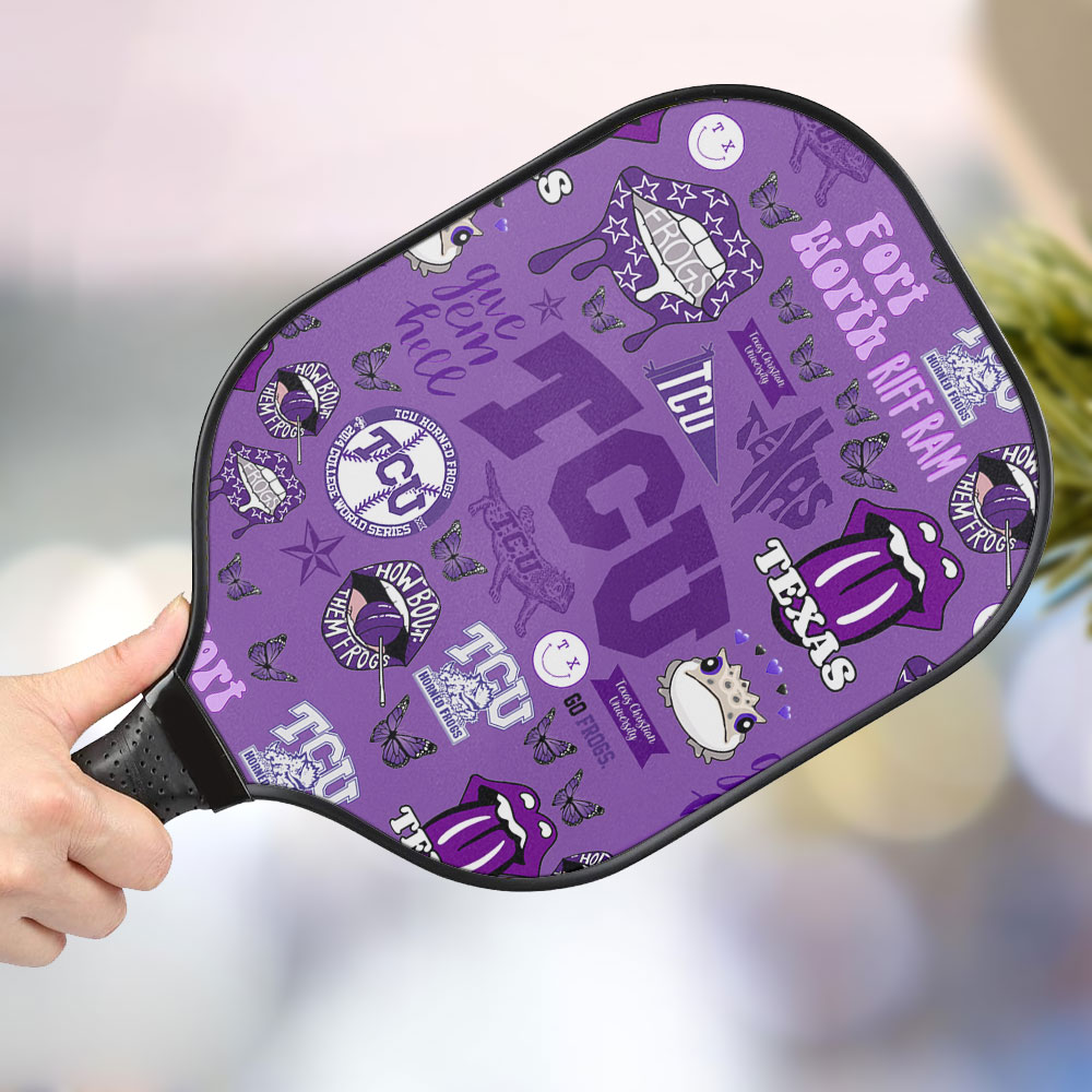 jwdazzle tcu horned frogs football personalized pickleball paddle d5pmo