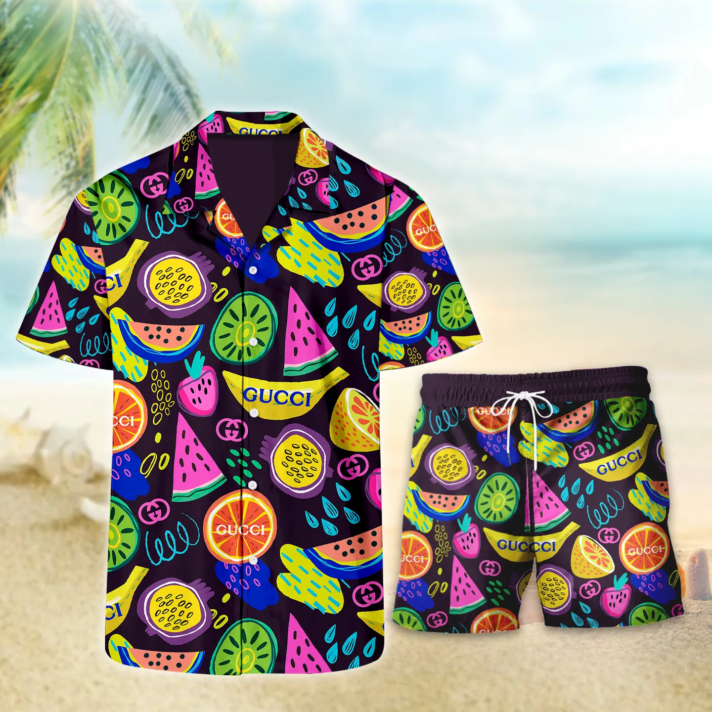 gucci hawaiian flower shirt m 7 8 11zon 6J5x1