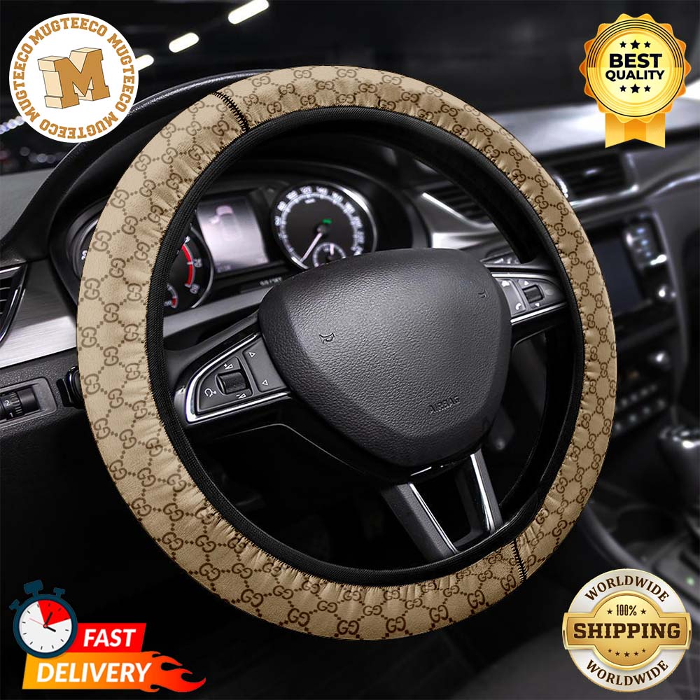 Gucci Car Signature Monogram Pattern In Beige Color Car Steering Wheel Cover 3738119 1