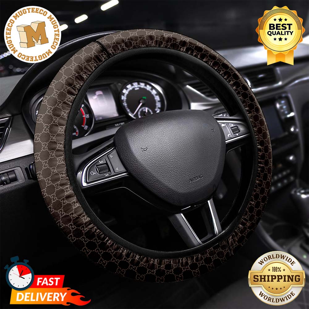 Gucci Signature Monogram Pattern In Brown Color Car Steering Wheel Cover 12575653 1