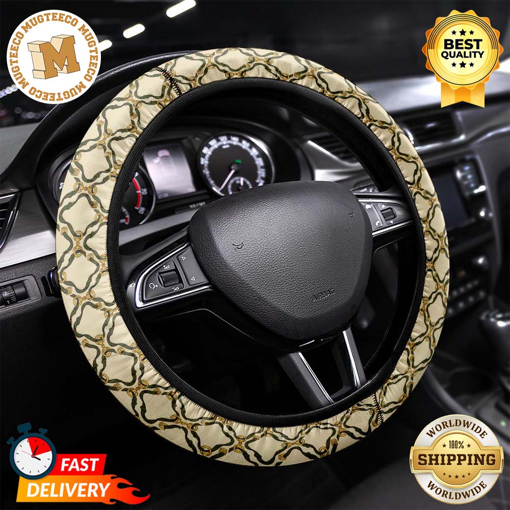 Horsebit Rhombus Ribbon Print Steering Wheel Cover 78159302 1