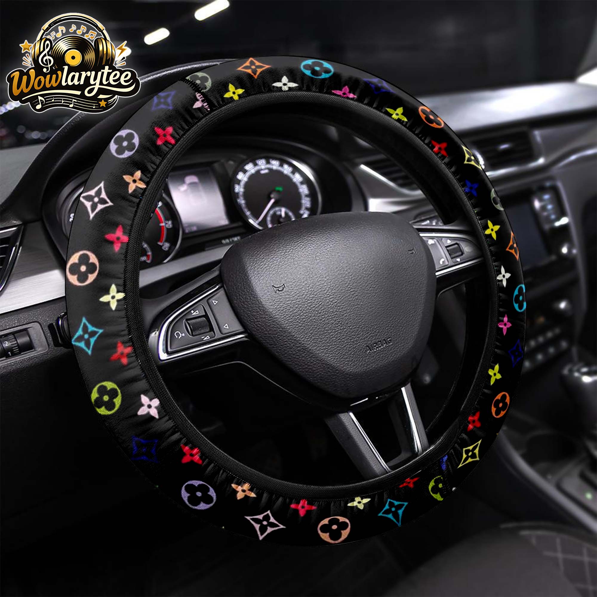 Louis Vuitton Classic Brown Steering Wheel Cover Luxury Leather