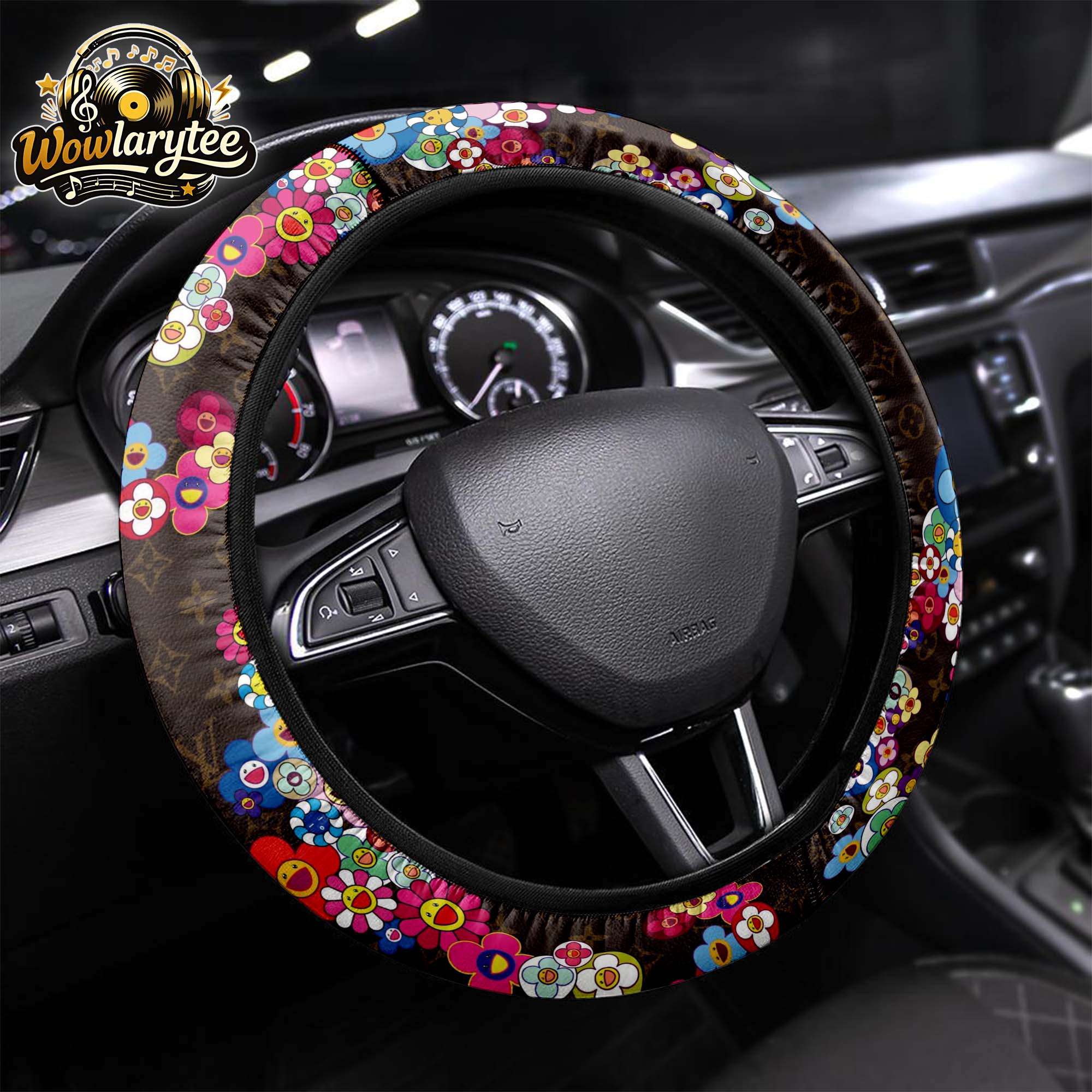 Louis Vuitton Classic Logo Steering Wheel Cover Premium Car Accessory