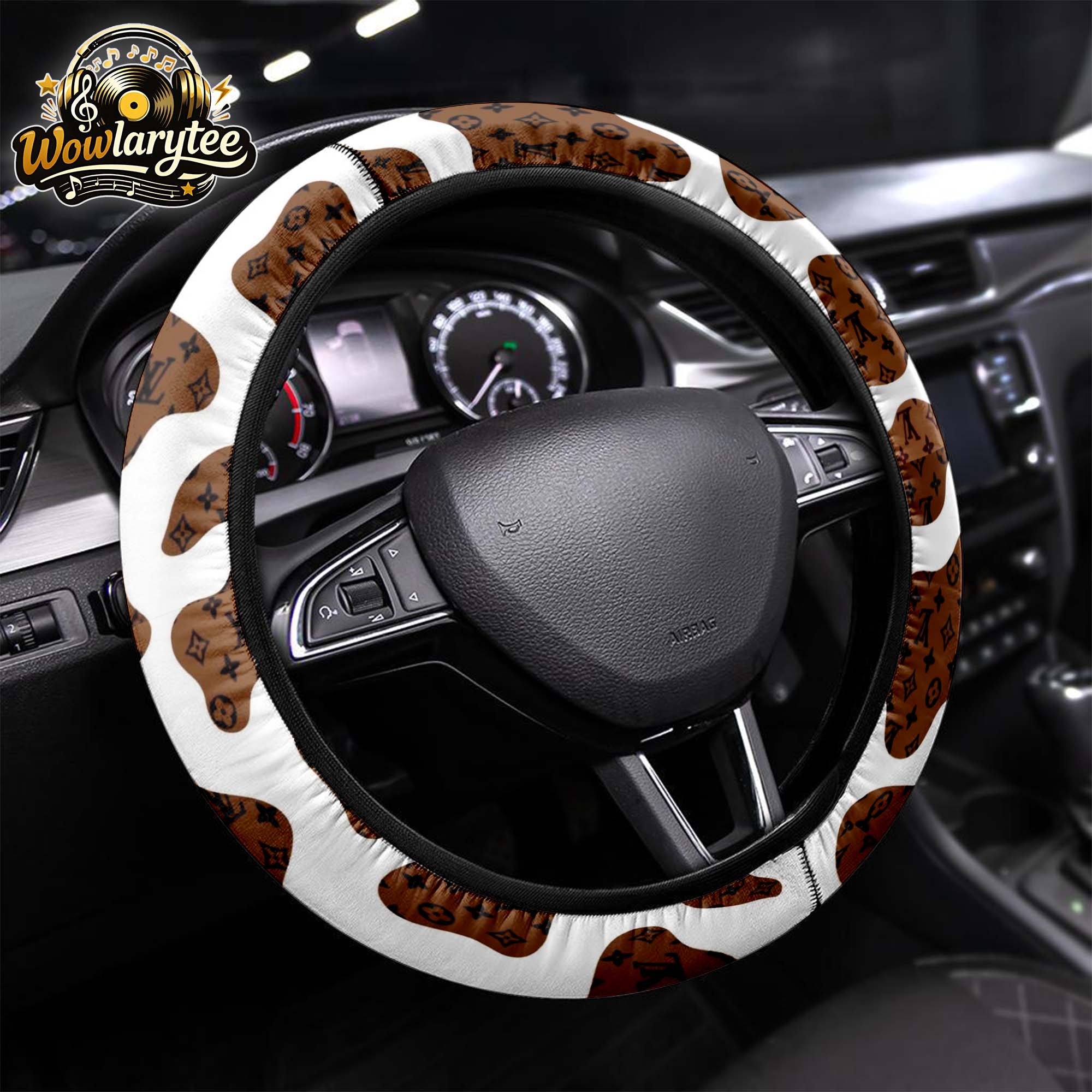 Louis Vuitton Damier Azur Steering Wheel Cover Elegant Design