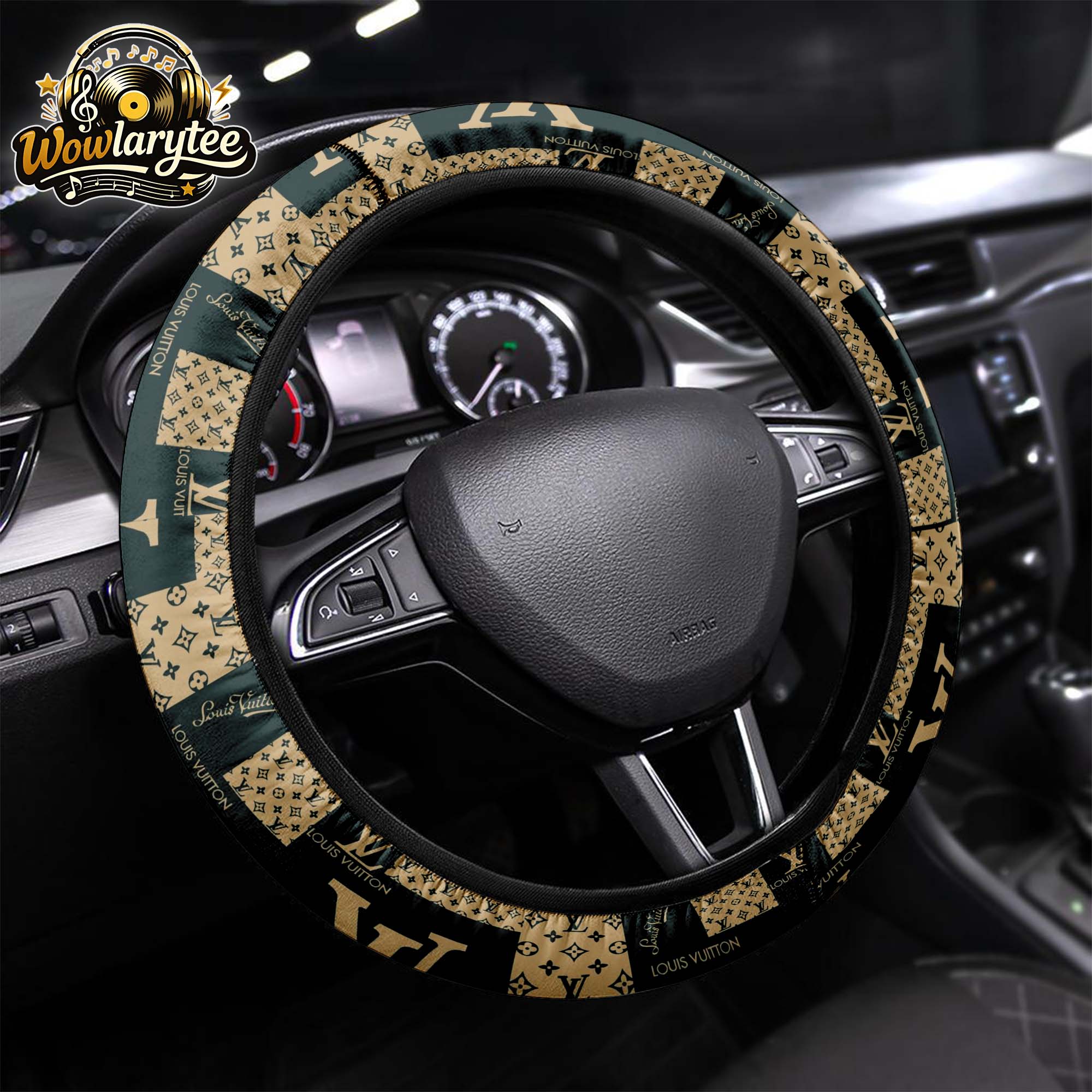 Louis Vuitton Damier Ebene Steering Wheel Cover Luxury Car Decor