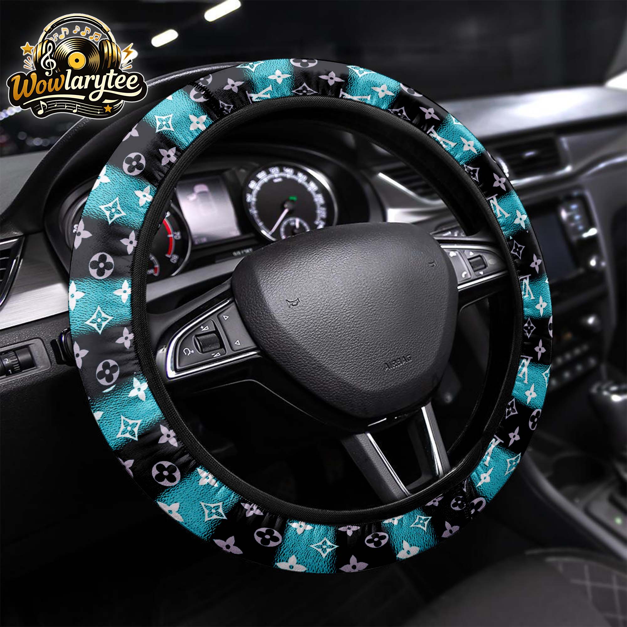 Louis Vuitton Damier Steering Wheel Cover Premium Leather Style