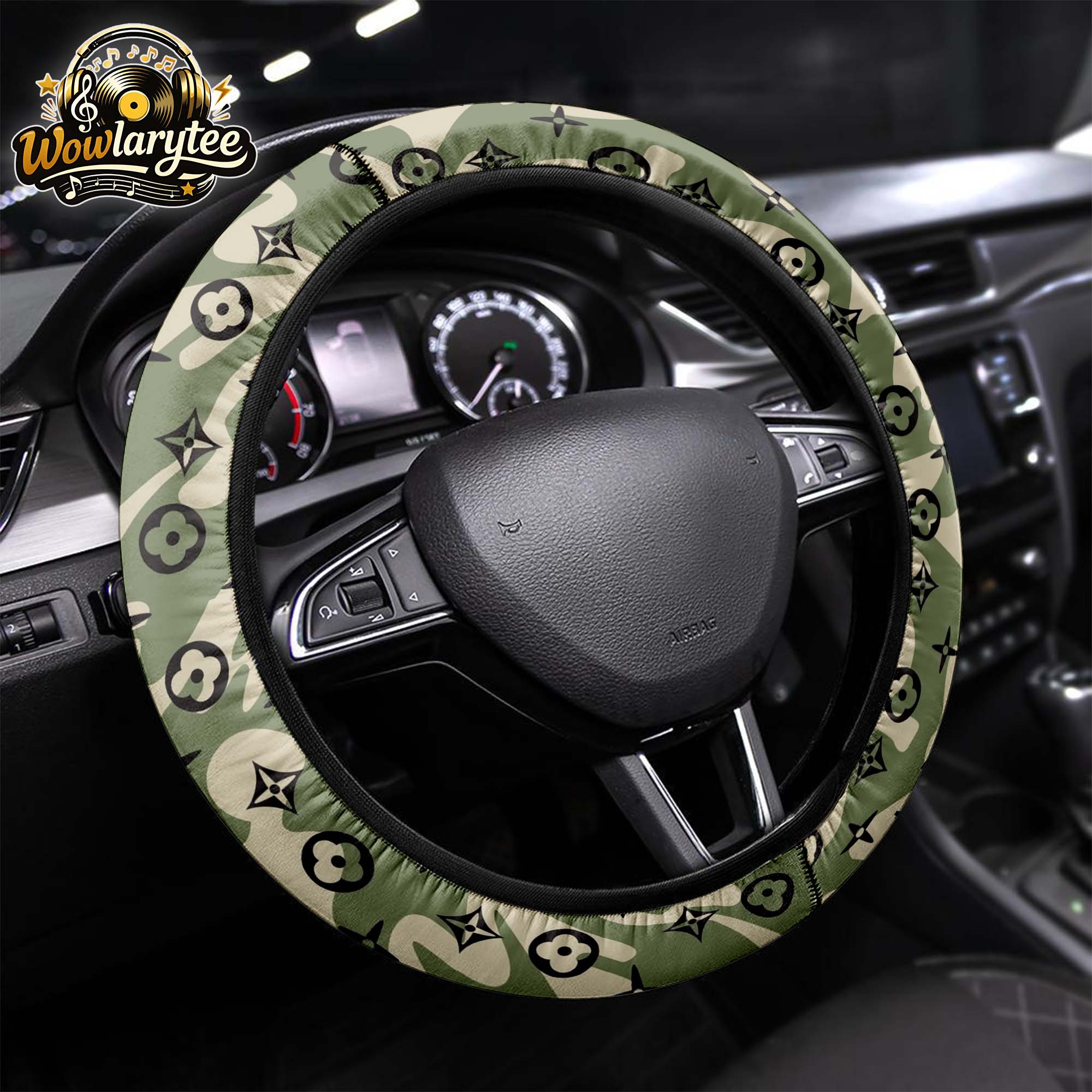 Louis Vuitton Gold Logo Steering Wheel Cover Premium Interior Accessory