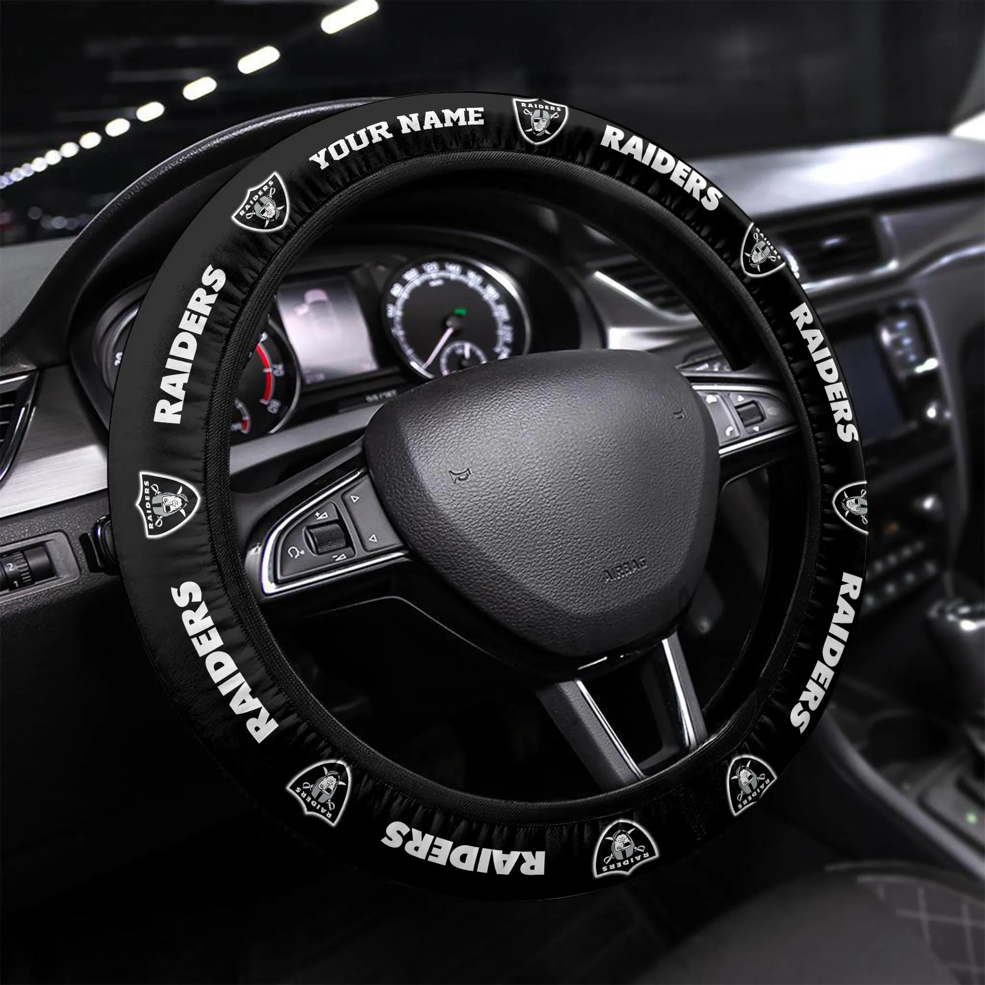 las vegas raiders personalized 3d steering wheel cover 80 phuyf