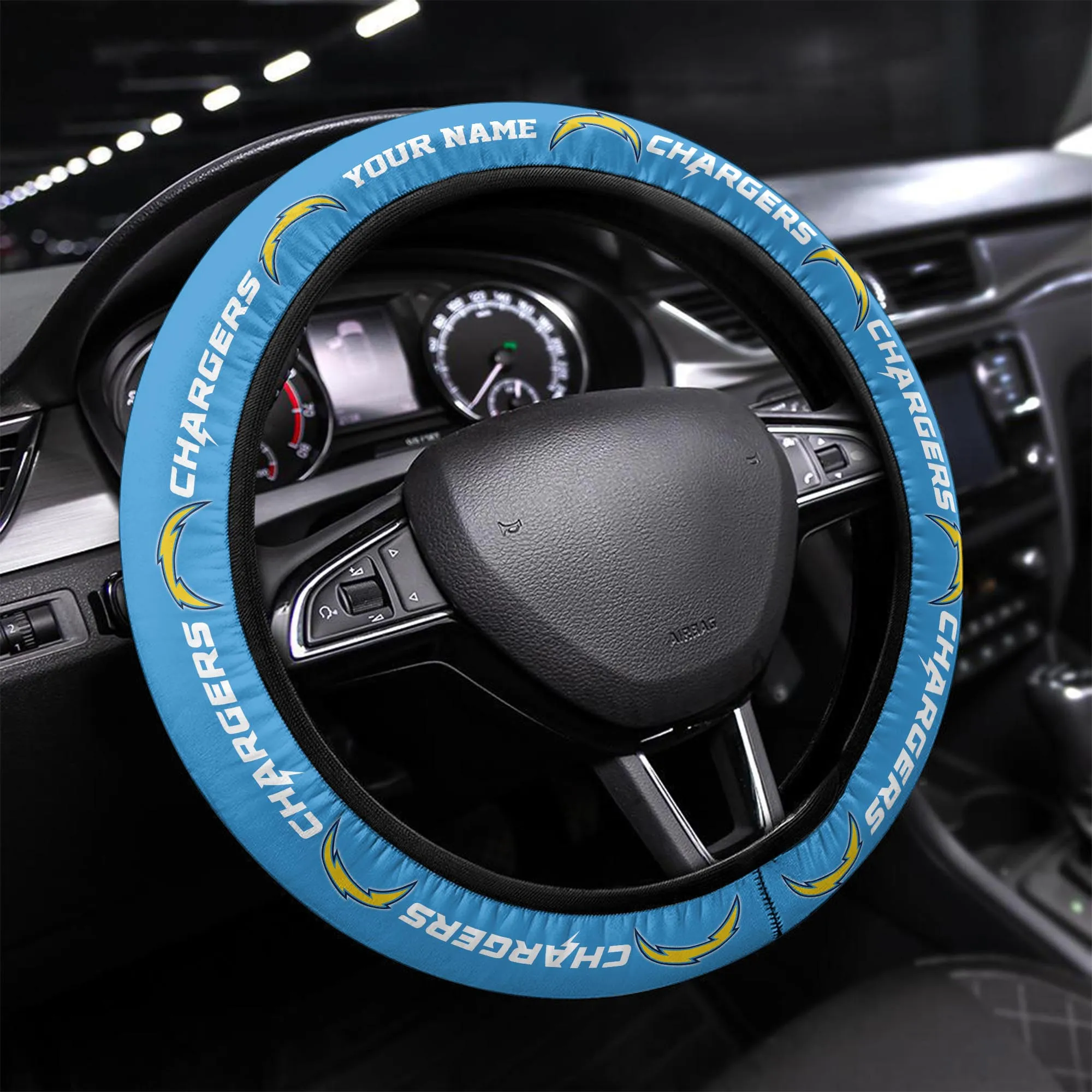 los angeles chargers personalized 3d steering wheel cover 81 65six