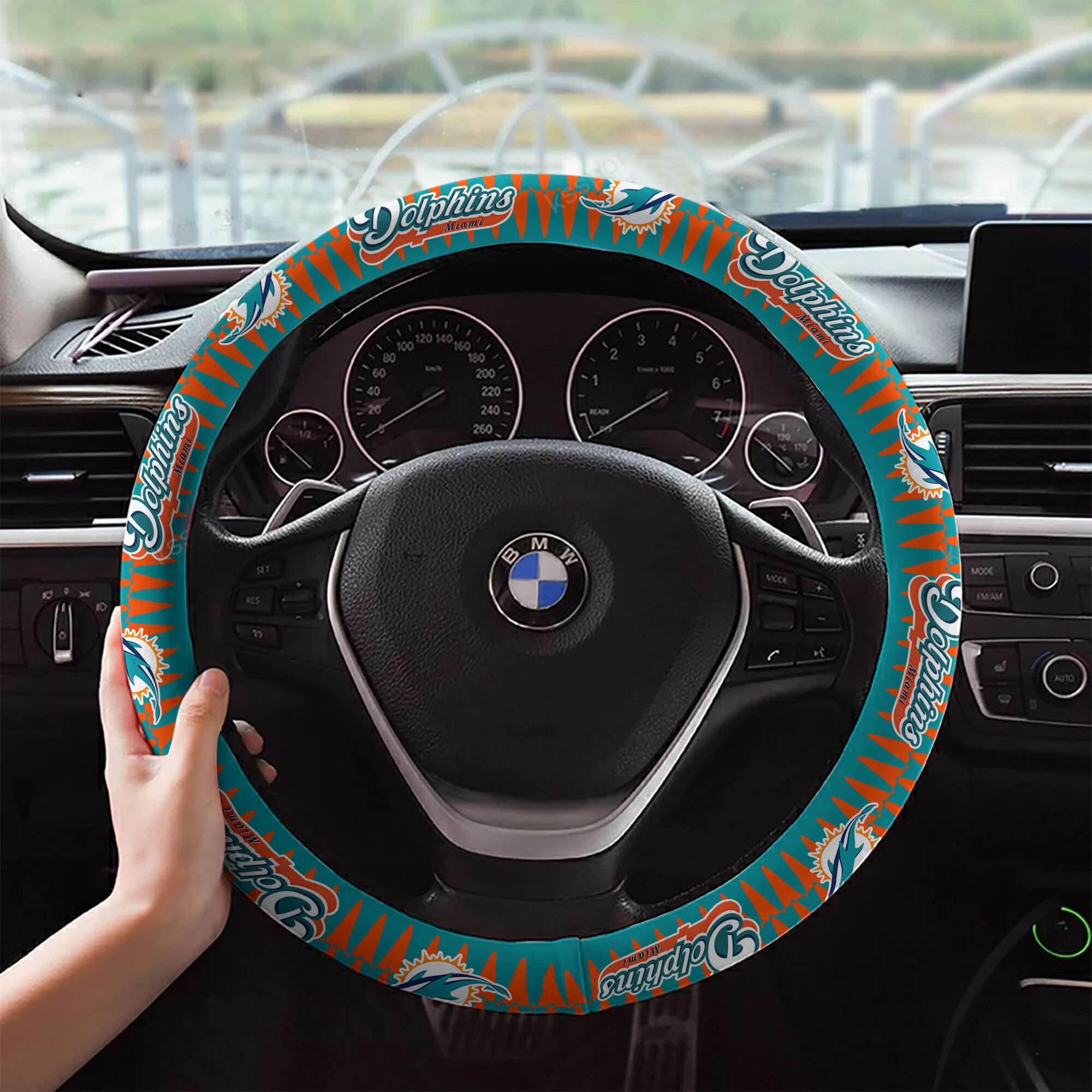 miami dolphins custom 3d steering wheel cover 50 uobsy
